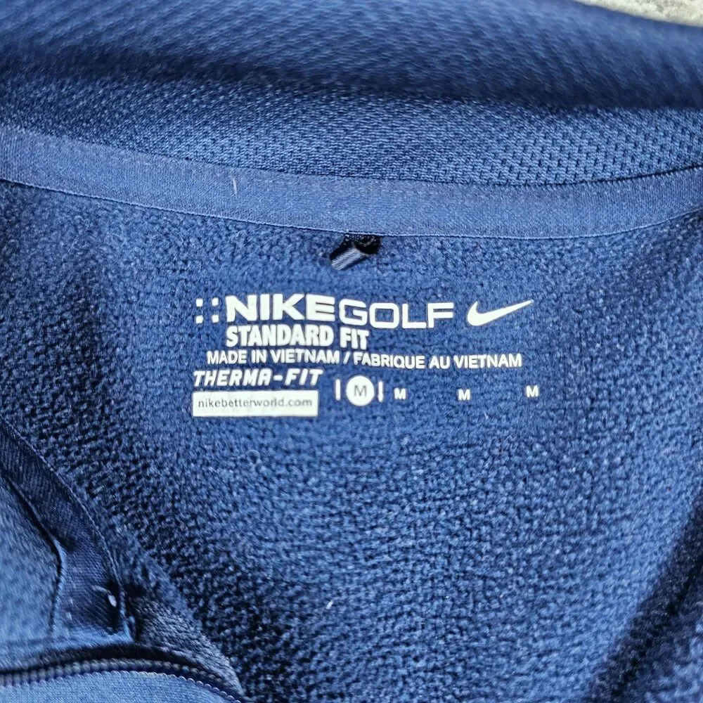 Nike ETSU Buccaneers Pullover Mens Medium Blue 1/4 Zip Mock Golf Therma Fit Logo